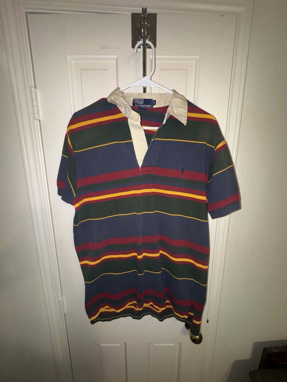 Polo by Ralph Lauren Vintage Multi-Color Striped Short Sleeve Rugby Polo Shirt M